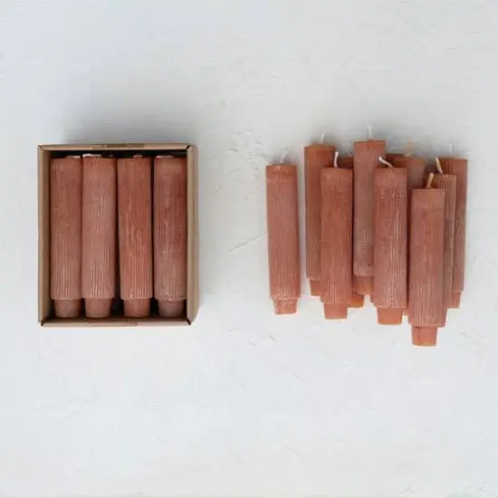 Hello Honey&reg; 5" Spice Powder Finish Unscented Pleated Taper Candles In Box Set, 12ct. {8}