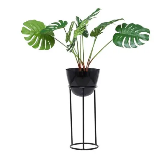 Set of 3 Black Iron Contemporary Planters, 13" x 13" x 13" {10}