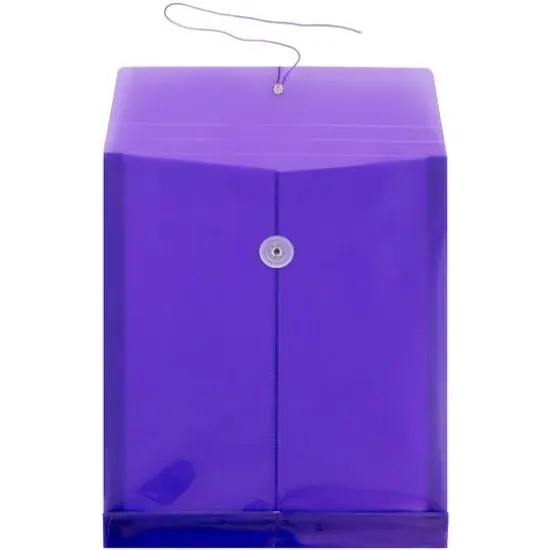 JAM Paper Letter Size Plastic Envelopes with Button & String Tie Closure, 12ct. Purple {4}