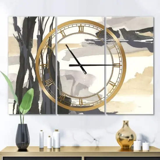 Designart 'Glam Dancing Shape Ii Modern Multipanel Wall Clock {3}
