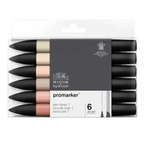 Winsor & Newton&reg; ProMarker&trade; Skin Tones 6 Marker Set {1}