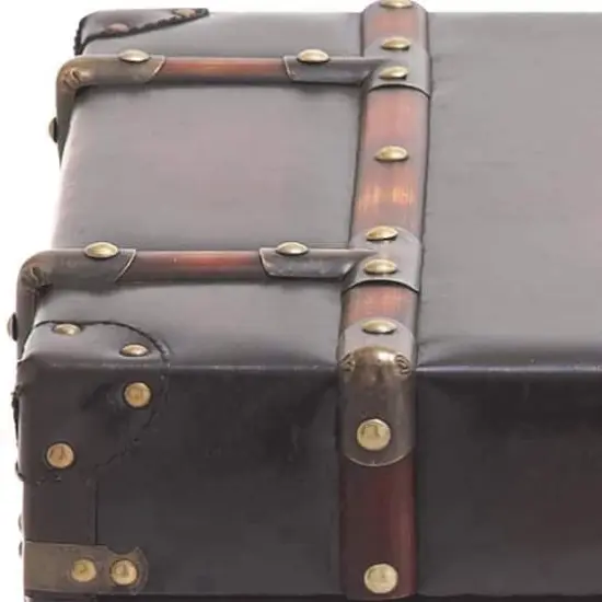 23" Dark Brown Faux Leather & Wood Traditional Cabinet {5}