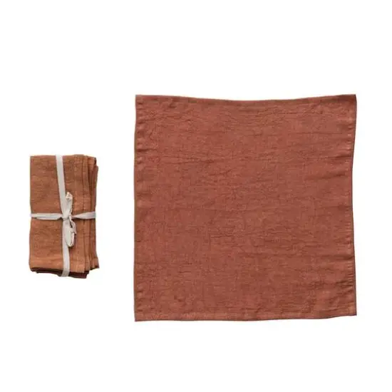 Hello Honey&reg; 18" Square Stonewashed Linen Dinner Napkins, 4ct. Rust {6}