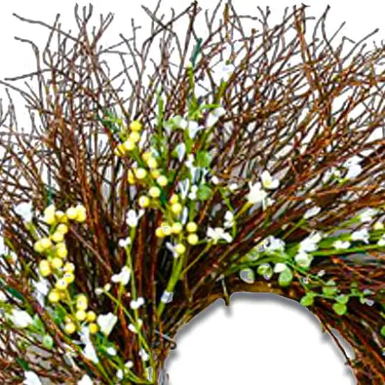 24" Spring White & Cream Forsythia Wreath {4}