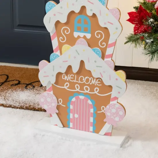 Glitzhome&reg; 35.25" Wooden Christmas Gingerbread House Porch Decor {5}