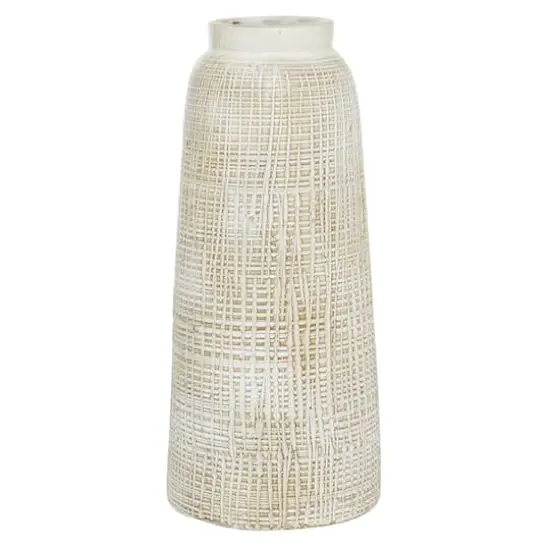17" White Terracotta Coastal Vase {1}