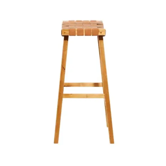Brown Wood Rustic Bar Stool 30" x 18" x 11" {3}