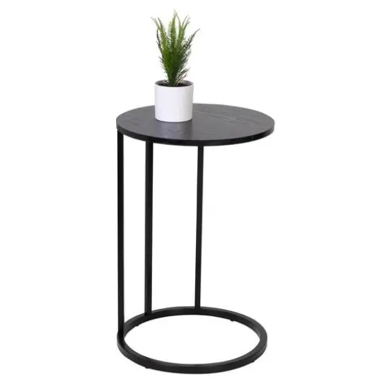 Honey Can Do Black Round C End Table {3}