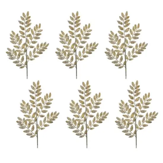 26.5" Glittered Leaf Sprays, 6ct. Green {1}
