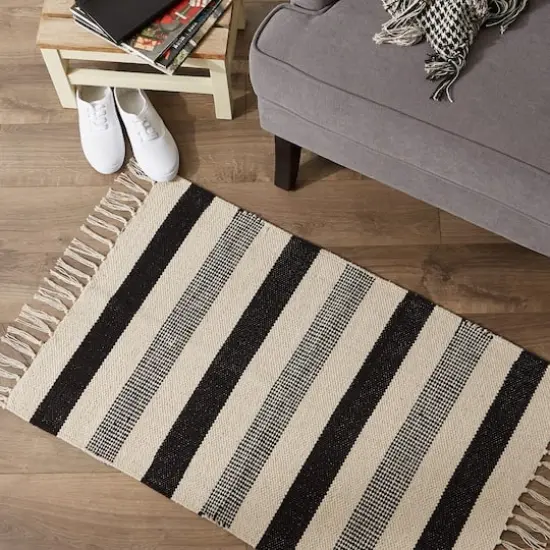 DII&reg; Black Combo Stripe Hand-Loomed Rug, 2ft. x 3ft. {6}