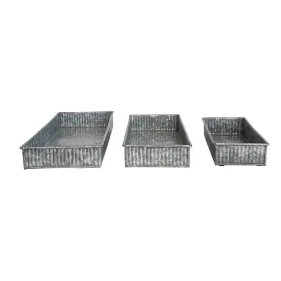 Hello Honey&reg; Antique Galvanized Finish Decorative Metal Nesting Tray Set {7}