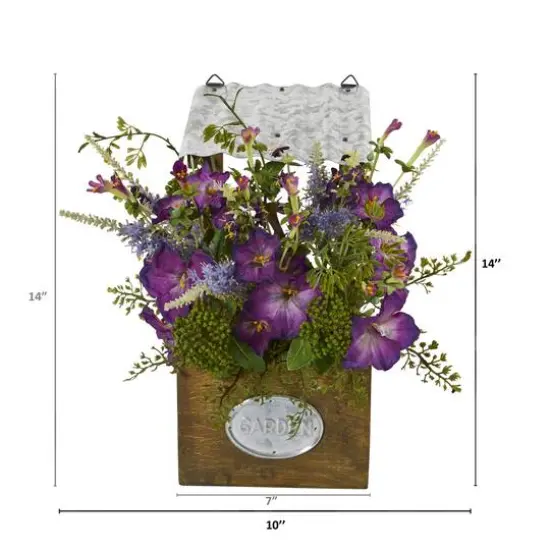 14" Morning Glory Plant in Tin Roof Planter {3}