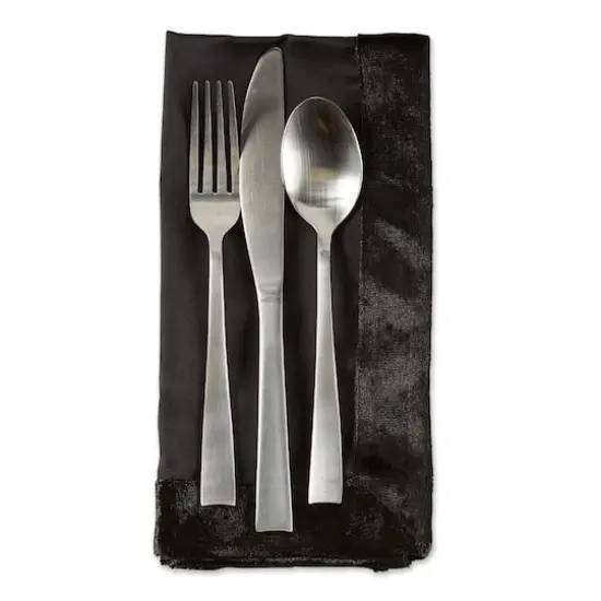 DII&reg; Velvet Trimmed Oversized Napkin, 4ct. Black {4}