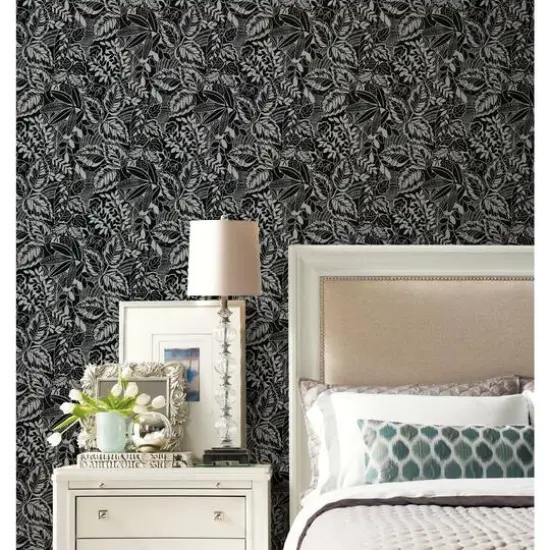 RoomMates Vintage Batik Jungle Peel & Stick Wallpaper Black/Gray {5}