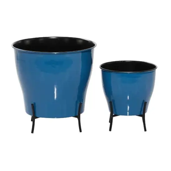 Blue Metal Farmhouse Planter Set 9" & 12" {3}