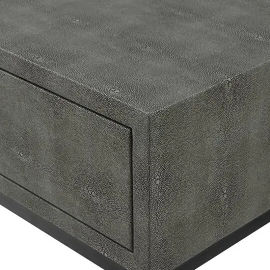Walker Edison Gray 2-Drawer Faux Shagreen Entry Table {8}
