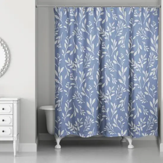 74" Delicate Floral Shower Curtain Navy {3}