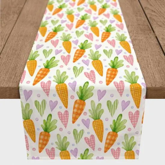 Easter Carrots & Hearts Twill Table Runner {2}