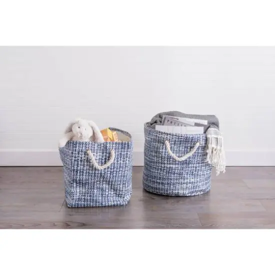 DII® Large Tweed Rectangle Woven Paper Storage Bin Nautical Blue {6}