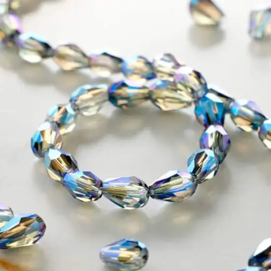 Blue Small Lustrous Teardrop Glass Beads, 6mm by Bead Landing&trade; {3}