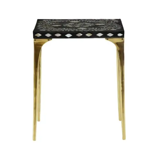 20" Gold Eclectic Aluminum Accent Table {7}