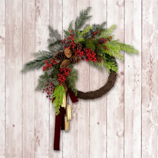 24" Christmas Joy Chimes Wreath {3}
