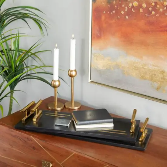 Black Marble Contemporary Tray Set {8}