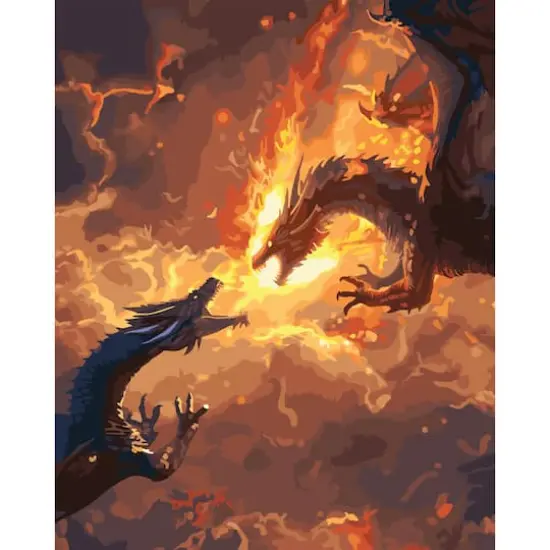 16" x 20" Dragon Battle Paint-by-Number Kit with Wood Display Hanger by Artist's Loft&reg; {1}