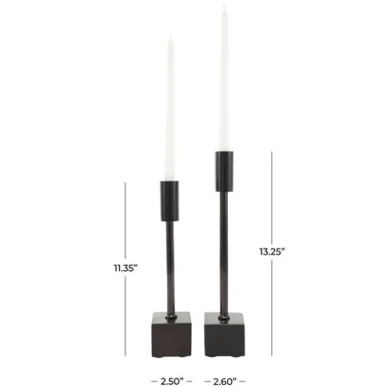 Black Aluminum Slim Candle Holder with Block Base Set {7}