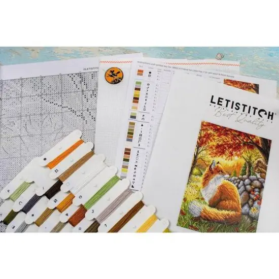LetiStitch A Friend for Little Fox Counted Cross Stitch Kit {16}