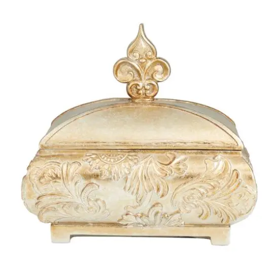 11" Gold Rectangular Traditional Decorative Jar {8}