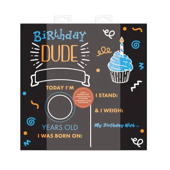 RoomMates 12" Double-Sided Birthday Dude Chalkboard {4}