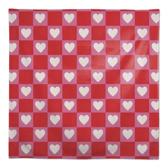 Heart Checkered Board Pattern 58" x 58" Tablecloth {1}