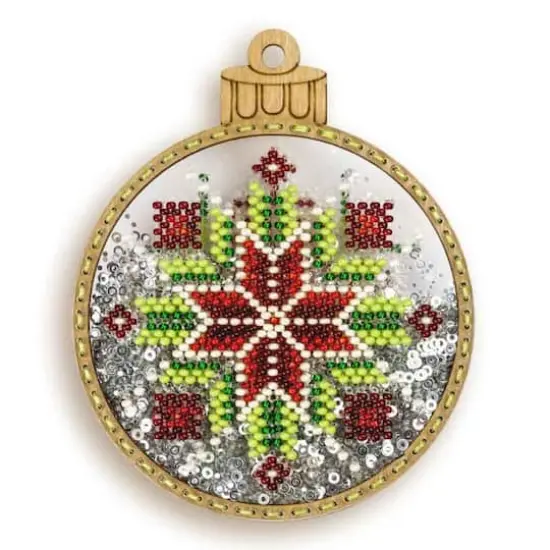 Wonderland Crafts Red & Green Star Ball Ornament Bead Embroidery Kit {1}