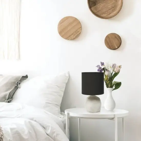 Simple Designs 10.6" Geometric Concrete Lamp Black {6}