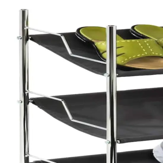 Honey Can Do Chrome & Black 3-Tier Shoe Rack {4}