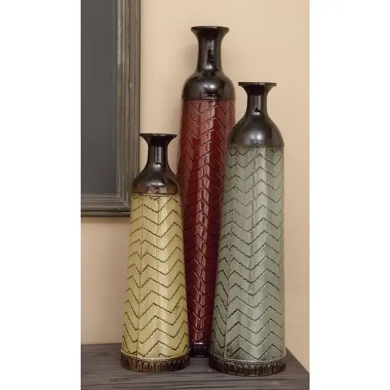 Multi Colored Metal Traditional Vase Set {10}