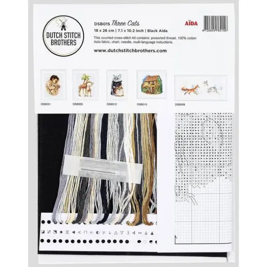 Thea Gouverneur Three Cats Black Cross Stitch Kit {6}