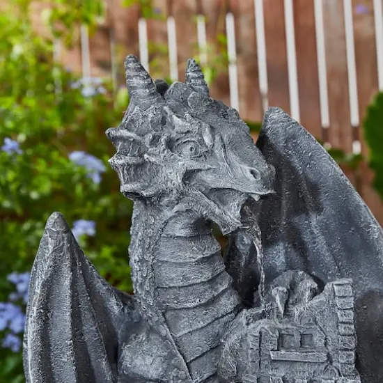 Glitzhome&reg; 36.5" 4-Tier Gothic Dragon Sculptural Outdoor Fountain with LED Light {6}