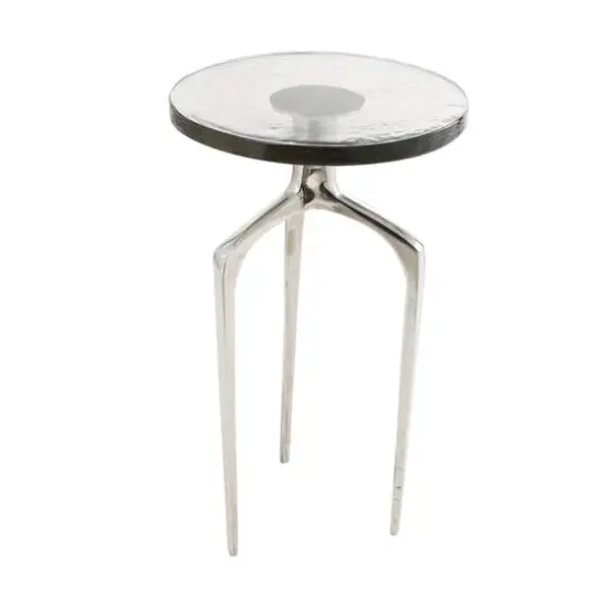 22" Accent Table with Textured Glass Tabletop Silver {3}