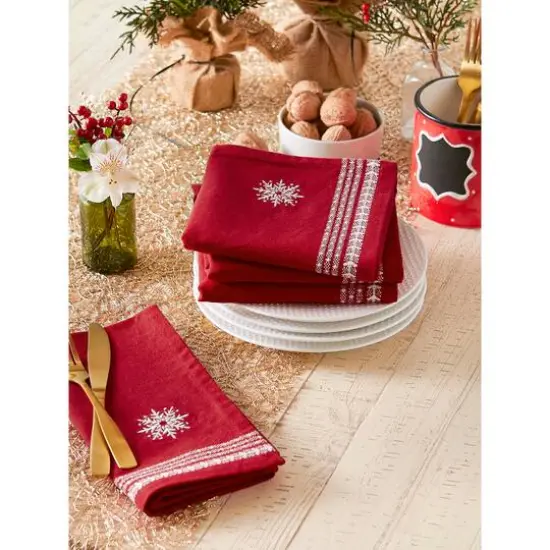 DII&reg; Nordic Snowflake Embroidered Napkin Set, 4ct. {6}