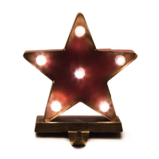Glitzhome&reg; 7" Marquee LED Star Stocking Holder Set {4}