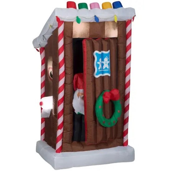 6ft. Animated Airblown&reg; Inflatable Christmas Santa's Outhouse {3}