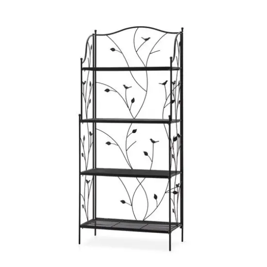 Glitzhome&reg; 4ft. Metal 4-Tiered Rectangular Shelf Stand Black {1}