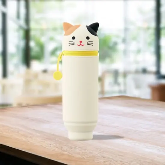 PuniLabo 9" Stand Up Silicone Animal Pen Case Calico Cat {3}