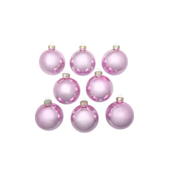 Whitehurst 8ct. 3.25" Shiny Glass Ball Ornaments Baby Pink Shiny {3}