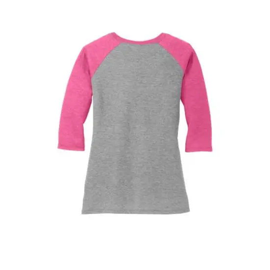 District&reg; Women's Perfect Tri&reg; 3/4-Sleeve Raglan Adult T-Shirt Fuchsia Frost/Grey Frost {5}