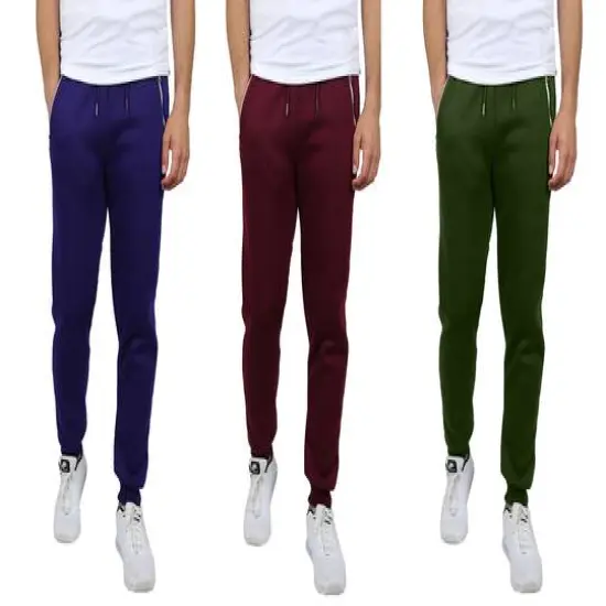 Galaxy by Harvic Men's Fleece-Lined Zip-Pocket Jogger Sweatpants 3 Pack Navy/Burgundy/Olive {1}