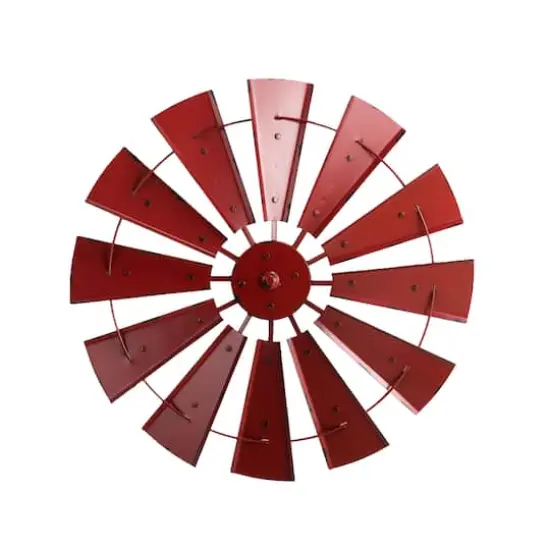 Glitzhome&reg; 28.5" Red Metal Wind Spinner Wall D&eacute;cor {1}