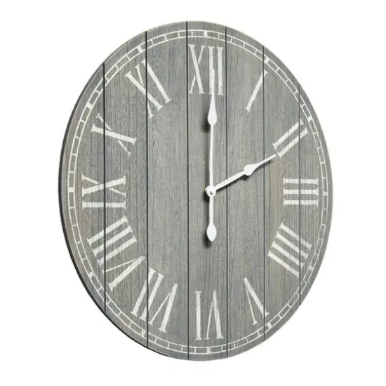 Elegant Designs 23" Wood Plank Coastal Wall Clock Dark Gray Wash {7}
